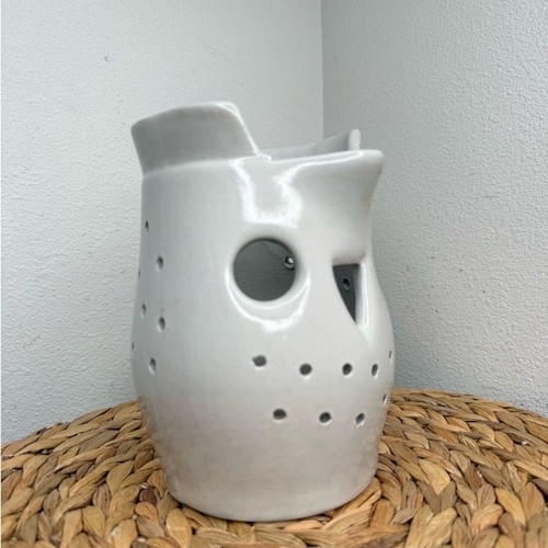 Bougeoir en céramique blanche MA Hadley Owl Luminary animal argile lumière artisanale - Photo 6/14