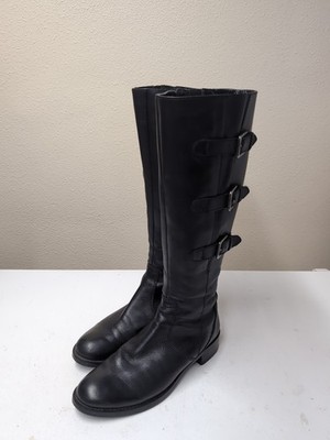 ECCO Hobart Tall Boots W Black Leather  Zip Buckles - EU 39 (US 8-8.5)   112625A