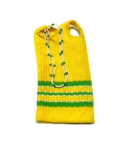 HTF Vintage Mattel Twiggy Barbie Doll Twiggy Do's #1725 Yellow Dress NECKLACE HT