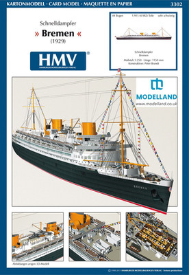 Ozeandampfer Bremen IV Karte Papierausschnitt Modellbausatz HMV 3302 Maßstab 1:250