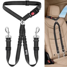 Lukovee Double Dog Seat Belt, New Dual Pet Car Headrest Restraint Safety Seat...