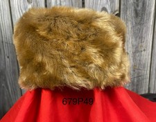 Vintage mid century Faux Fur Pillbox Ladies Hat, Sz7 Golden tan