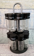 Olde Thompson Chrome-Plated Rotating Spice Rack With 16 Refillable Spice Jars