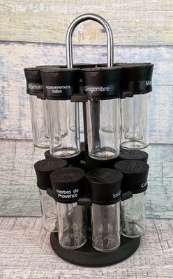 Olde Thompson Chrome-Plated Rotating Spice Rack With 16 Refillable Spice Jars