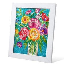 Flower Diamond Art Painting Kits for Kids Adults Beginners Flower with frame