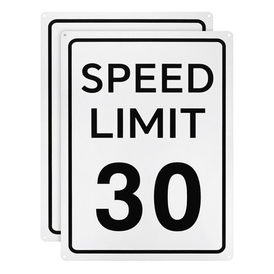2-Pack Speed Limit 30 MPH Sign 16'' x 12'' Aluminum Weather Resistant Traffic Sign