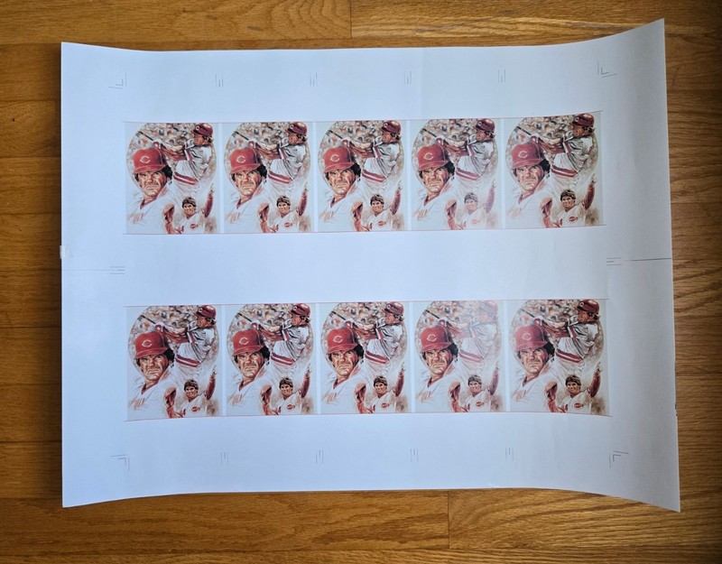 Pete Rose Sheet of uncut Images used on Ballpark Cafe Tickets 23 x 17.5 Inches