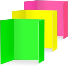 3 pcs Small Neon Trifold Poster Board 16 x 24 Inches, Bright Color Tri Fold D...