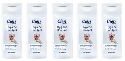 Cien Handgel 50ml antibakteriell Hygiene Desinfektion unterwegs Hände 5 Stück