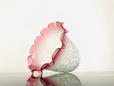 Vintage France Vianne Large Art Nouveau Glass Light Shade Etched Bell Cranberry 