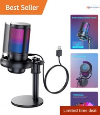 Gaming Microphone USB Condenser Mic for Streaming Podcasts PC PS4 RGB