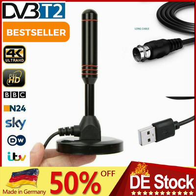 DVB-T2 Antenne Full HD TV Terrestrisch Aktiv Zimmerantenne 30dbi + 5Meter Kabel