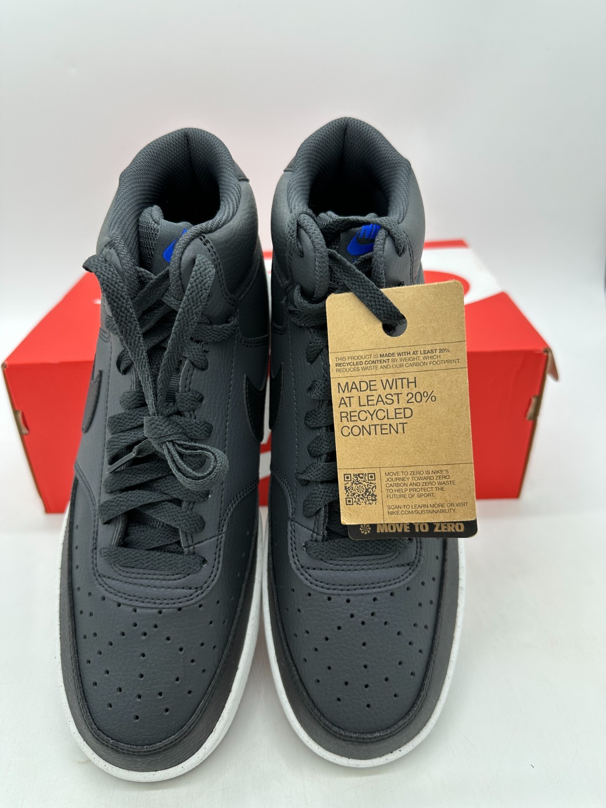 Nike Court Vision Mid Men's Size 10 Black White Leather Shoes DN3577 005 thumbnail 4