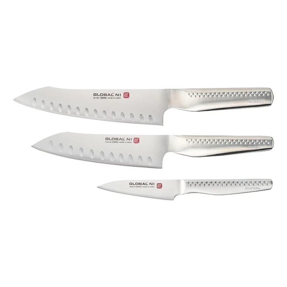 Global Ni 3 Piece Knife Set - Paring & Vegetable & Cooks 3pc