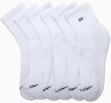 Calvin Klein White Cotton Cushion Quarter Socks Women, 5-Pack, Size 4-10