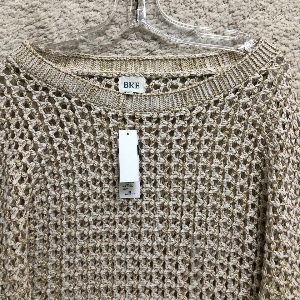 Новый BKE пряжка свитер средний взрослый бежевый коренастый вязаный пуловер джемпер женщин M - Изображение 2 из 4