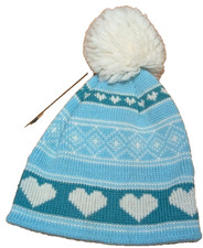 Vintage Wigwam Mills Ski Hat Beanie Knit Winter Hat Hearts GUC