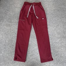 FIGS Yola High Waisted Cargo Scrub Pants Womens XXS Petite Burgundy Uniform