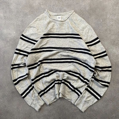 Pull pull en tricot rayé à grandes rayures pour femmes Gap Jumper, gris - Photo 1/4