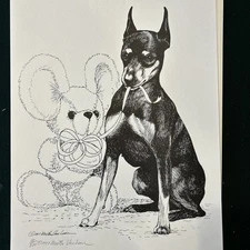 Minature Pincher Puppies  Ltd ed signed print by Martha Van Loan 11x17