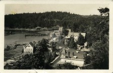 San Juan Island WA Bird's-Eye View of Roche Harbor 1940's RPPC Postcard COPY