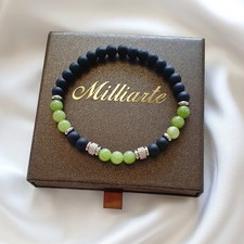 Geburtsstein August Peridot Onyx Herren Armband Edelstein Naturstein Geschenk