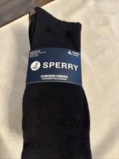 Sperry Women  s Cushion Crew Socks Pack of 4 Pairs Black Size 6-12 New