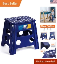 Durable 13" Portable Folding Stool for Reaching High Spots - 300 lbs Max Support