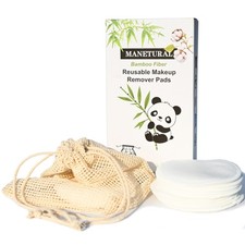 Reusable Makeup Remover Pads - Set of 22 Washable Bamboo Cotton Rounds for A...