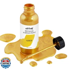 ARTME Liquid Gold Leaf Paint, 1.69 oz/50 ml Acrylic Metallic Gold