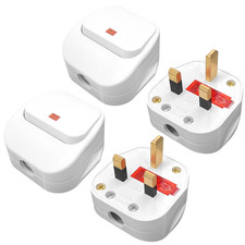 UK 3 Pin Plug 13A Fused Mains Plugs with Switch and LED Replacement Electric Plu