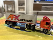 Aurora AFX Express RED/ORANGE Semi Truck HO Slot Car SUPER NICE WORKS LIGHTS