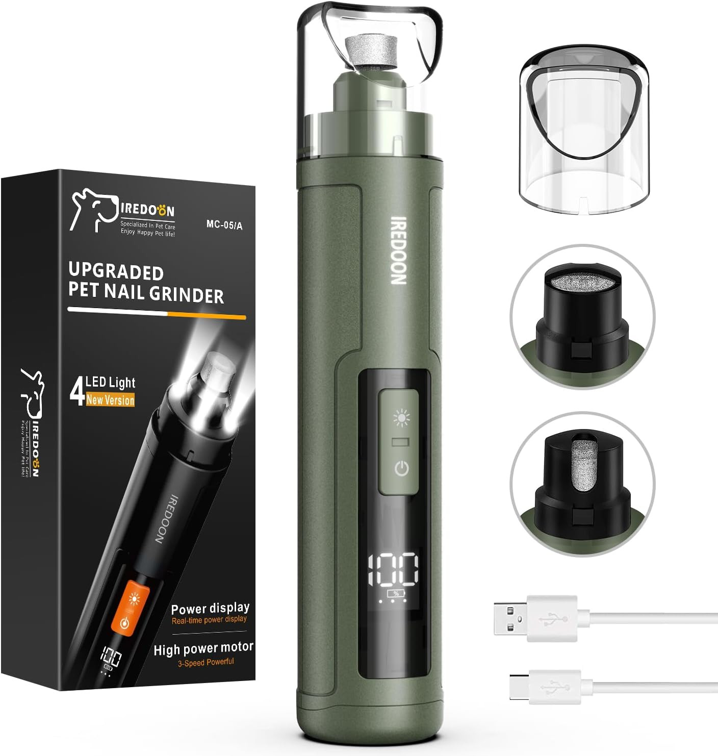 Lima Unghie Cani - Tagliaunghie Cani Elettrico Ricaricabile Professionale a 3 Ve