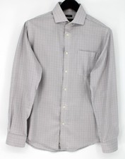 Pronto Uomo Dress Shirt Mens 15.5 34/35 Gray Check Slim Fit Non Iron Long Sleeve