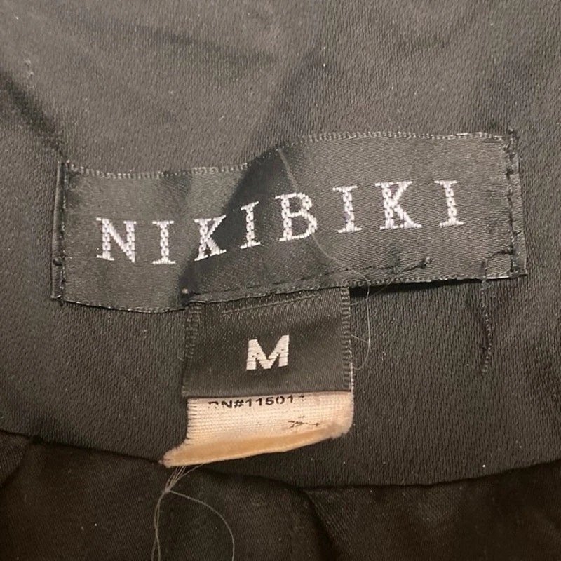 Chaqueta de bombardero Nikibiki para mujer negra con cremallera cuello alto con cordones espalda motociclista M Foto 4 de 4