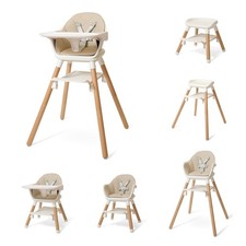 Image of Clair de Lune 6 in 1 Adjustable High Chair 6 One Size, Beige and Natural 