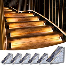 Solar Stair Lights 6 Pack Outdoor Waterproof Step Lighting for Patio Yard