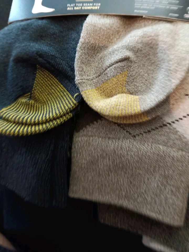 PUNTERA DORADA HOMBRE BEIGE AZUL TOSTADO NEGRO ARGYLE VESTIDO CALCETINES 12-16 6 PARES $24 NUEVO CON ETIQUETAS Foto 4 de 4