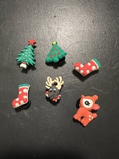 6pc Christmas Theme Croc Charms Reindeer Tree Stocking Shoe Jibbitz