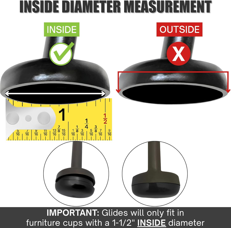 11/2" Wrought Iron Patio Furniture Feet Caps round Plastic Outdoor