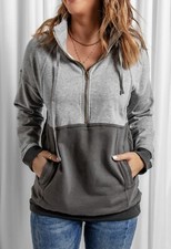 Women s Small Gray Zipped Color Block Sweatshirt With Pockets
