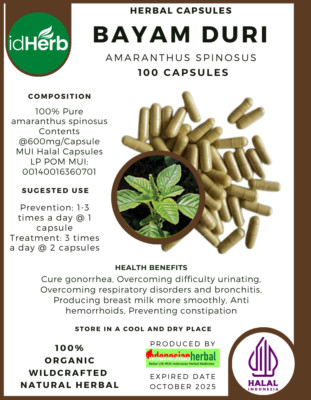 [idHerb] 100-800 Capsule Bayam Duri Amaranthus Spinosus WildCrafted