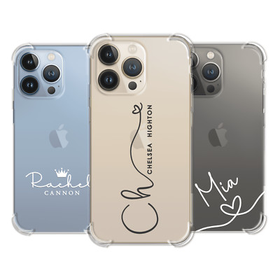 Personalisierte Handyhülle für iPhone 11 13 14 15 12 XR Stoßfest Gel Cover Klar
