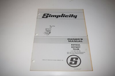 Simplicity Mfg No. 936 Roticul Rotary Tiller & Tine Extension Kit Owner ...
