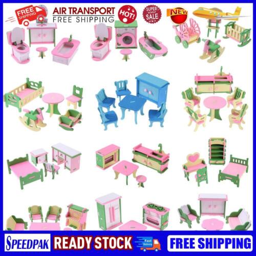 Wooden Miniature Dollhouse Simulation Furniture Set Kids Educational Toys - Picture 1 of 15