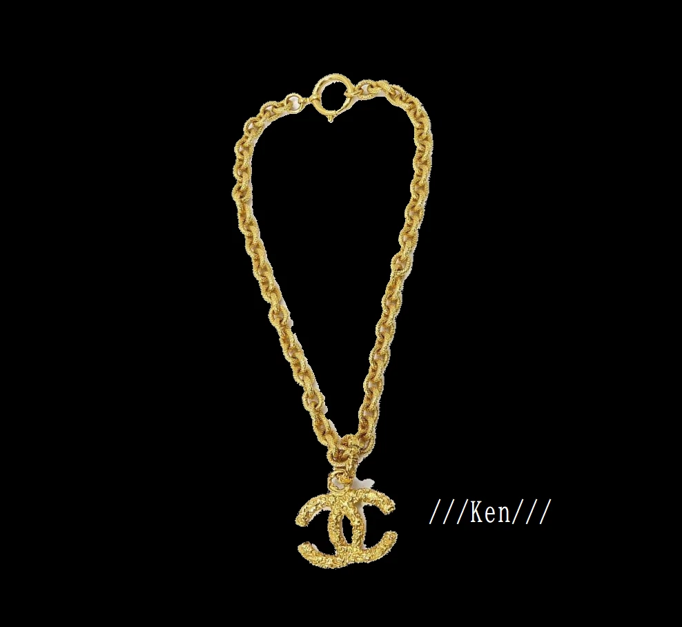 CHANEL Collana Catena AUTENTICA Coco Vintage Oro LAVA Medaglia Ciondolo CC Girocollo 93A FS