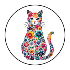 flower cat stickers envelope seals labels tags