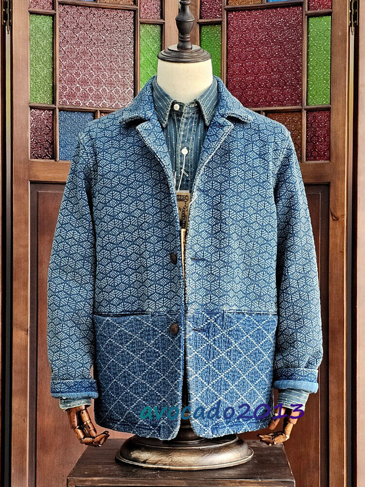 Men's Vintage Indigo Dyeing Sashiko Loose Casual Jacket Suit Men's Vintage Indigo Dyeing Sashiko Loose Casual Jacket Suit