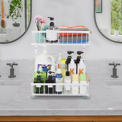 Starneat Under Sink Organizer - Strong Metal 2-Tier Under Cabinet Organizer -