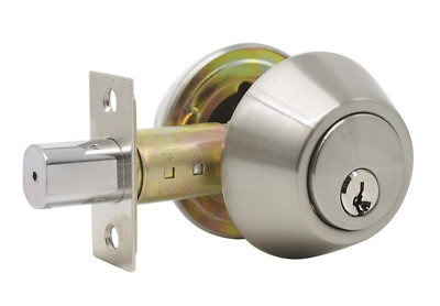 Single Cylinder Deadbolt Lock Fits Doors 1-3/8'' to 1-3/4'', 2 Keys, Satin Nickel